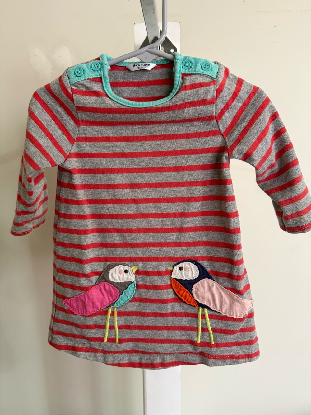 Baby Boden Robin Bird Appliqué Dress